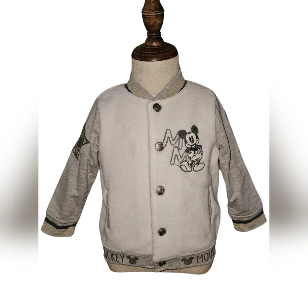 Disney Baby Mickey Mouse Bomber Jacket Sherpa Varsity Sz 12-18M - Picture 2 of 12